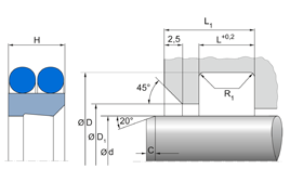 PT1 Merkel Double wiper set series PT1 | PTFE GM201 / NBR | 3-PARTS | 56 X 64,8 X 6 MM Freudenberg Sealing Technologies