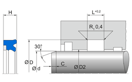 TM23 TM23 | 93 AU V167 | 195 X 210 X 14,6 MM | Merkel Rod-U-Cup set series TM23 Freudenberg Sealing Technologies