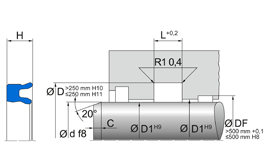 TMP20 TMP20 | 93 AU V167 | 80 X 100 X 14,6 MM | Merkel Rod-U-Cup series TMP20 Freudenberg Sealing Technologies