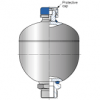 Diaphragm Accumulator Diaphragm Гидроаккумуляторы | 75 - 1315 - 63 - 641 | 0,75 L - 250/0 BAR | 123,6 X 176 MM | Steel /Membrane / Bladder - ECO | CE / PED Freudenberg Sealing Technologies