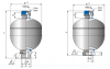 Diaphragm Accumulator Diaphragm Гидроаккумуляторы | 75 - 1315 - 63 - 641 | 0,75 L - 250/0 BAR | 123,6 X 176 MM | Steel /Membrane / Bladder - ECO | CE / PED Freudenberg Sealing Technologies