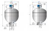 Diaphragm Accumulator Diaphragm Гидроаккумуляторы | 140 - 1315 - 122 - 641 | 1,4 L - 250/0 BAR | 152 X 213 MM | Steel /Membrane / Bladder - ECO | CE / PED Freudenberg Sealing Technologies